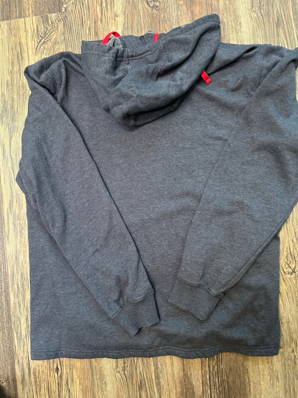 Cinch Men's Charcoal 1/4 Zip Hoodie with Red Logo and Drawstrings Size XL - Picture 7 of 7